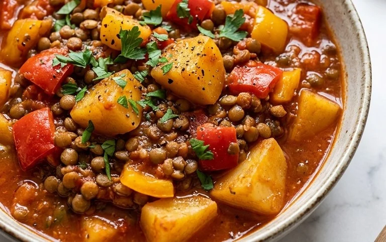 Paprika-Kartoffel-Topf mit Linsen