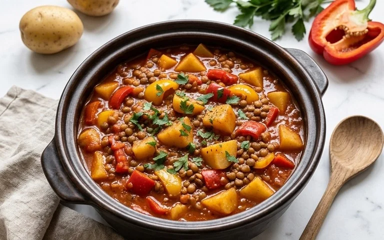 Paprika-Kartoffel-Topf mit Linsen: Einfach & Wärmend